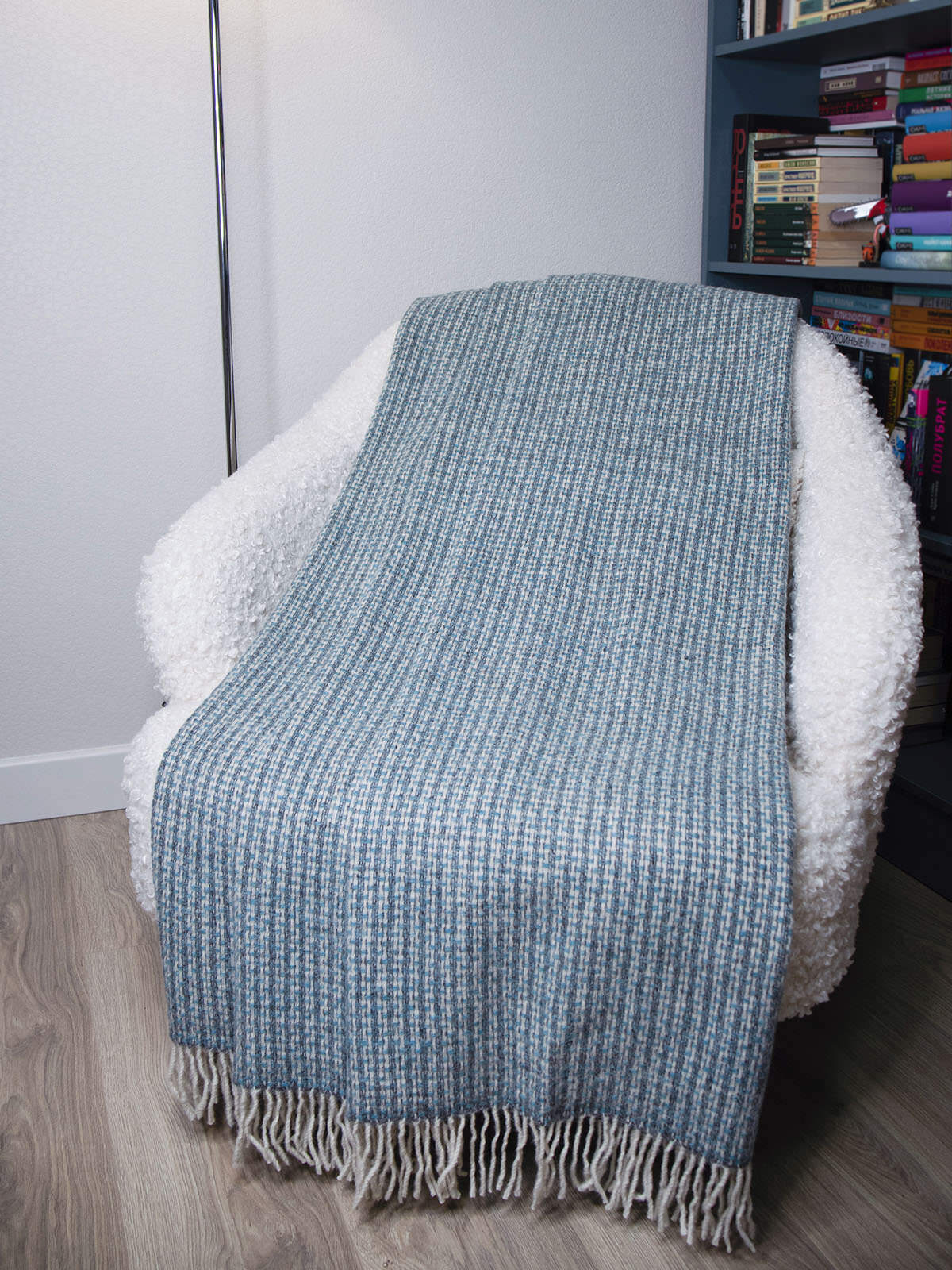 Плед шерстяной PAOLA 140x220 см серо-бирюзовый