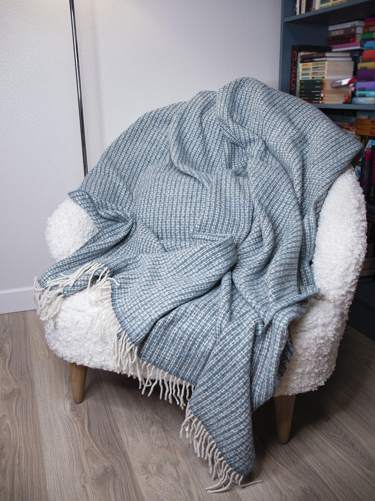 Плед шерстяной PAOLA 140x220 см серо-бирюзовый